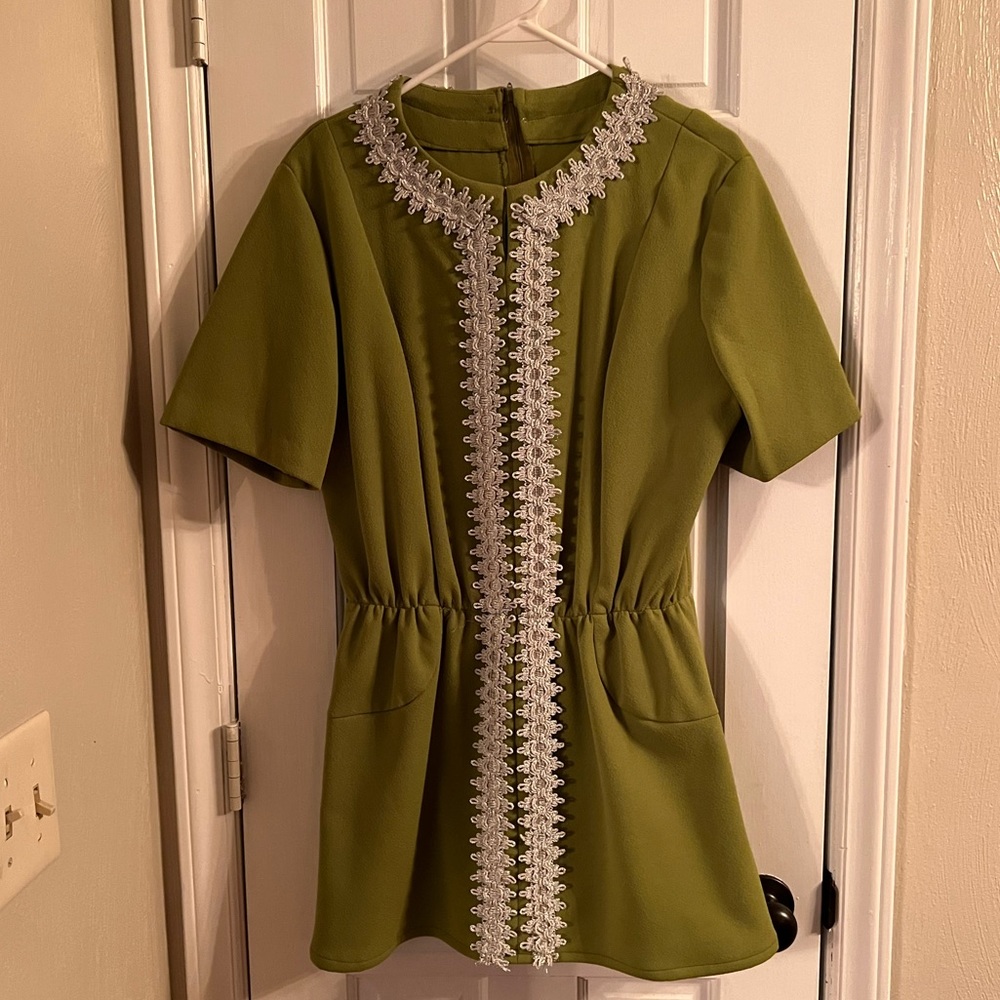 Vintage circa 1970 Green Mini Dress